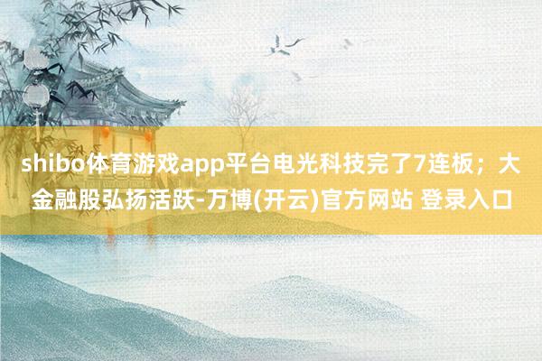 shibo体育游戏app平台电光科技完了7连板；大金融股弘扬活跃-万博(开云)官方网站 登录入口