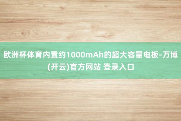 欧洲杯体育内置约1000mAh的超大容量电板-万博(开云)官方网站 登录入口