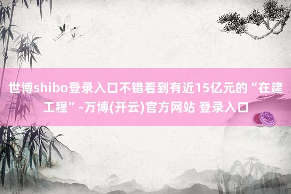 世博shibo登录入口不错看到有近15亿元的“在建工程”-万博(开云)官方网站 登录入口