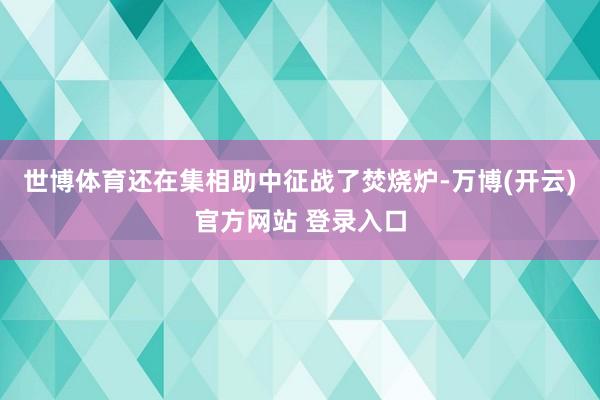 世博体育还在集相助中征战了焚烧炉-万博(开云)官方网站 登录入口